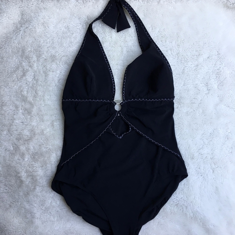 Gideon Oberson Black One Piece Swimsuit Size 12